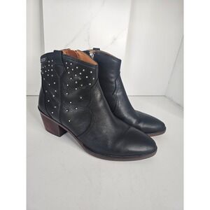 Pikolinos Black Leather Studded Star Western Ankle Boots EU 38 US 7.5-8 Booties